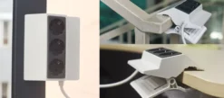 Skjøtekontakt 3-veis m/festeklemme og 1,5 meter kabel