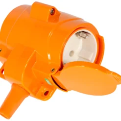 Skjøtekontakt 2-veis m/jord m/lokk orange