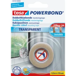 Tesa dobbeltklebende tape transparent 1.5mx19mm