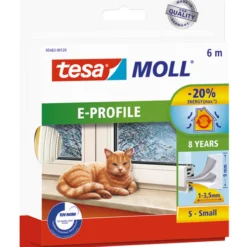 Tesa tetningslist e-profil 2-3,5mm 6m hvit