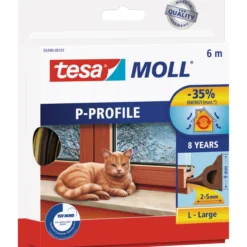 Tesa tetningslist p-profil 3-5mm 6m brun