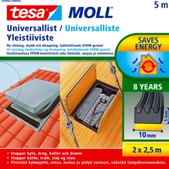 Tesa tetningslist universal 5m x 10mm x 5mm sort