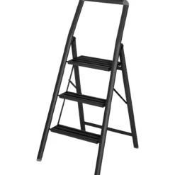 Wenko alu sammenleggbar stige 3 trinn sort